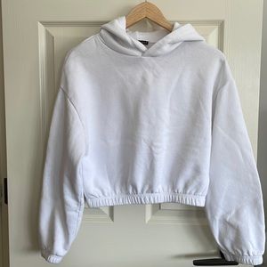 Zara cropped white hoodie size small